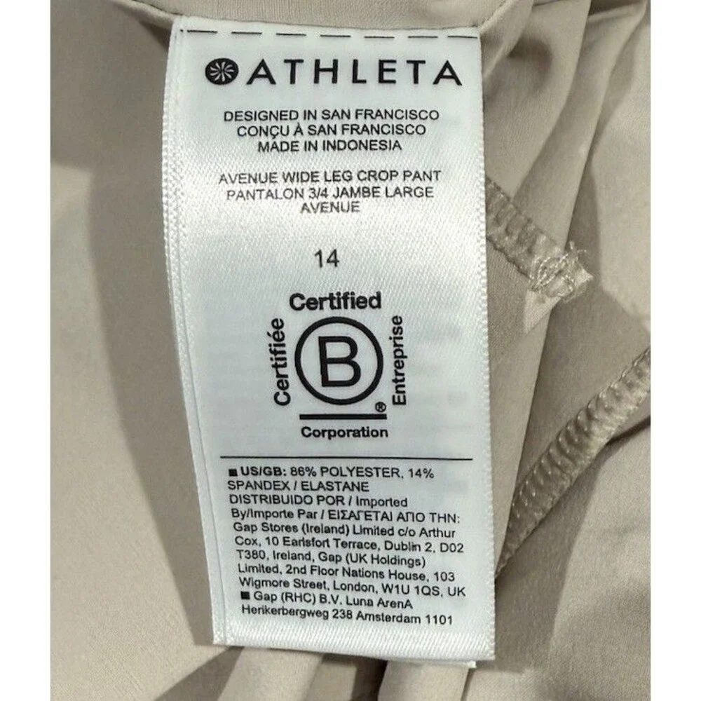 Athleta Avenue Wide Leg Crop Pant Cream, Size 14 NWOT - Picture 6 of 6